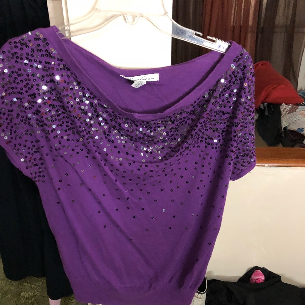 Kenneth cole purple sequence blouse